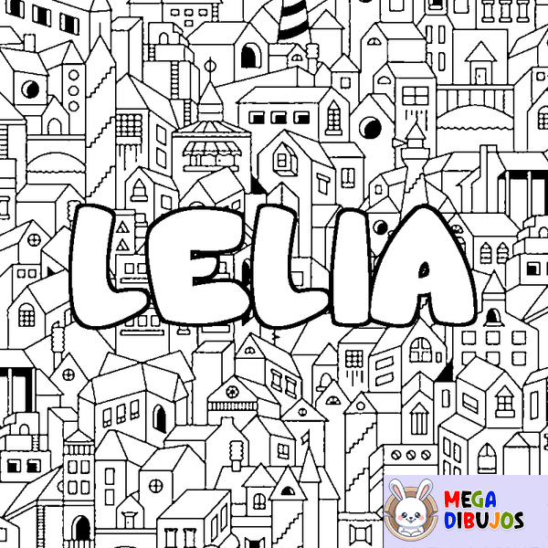 Coloraci&oacute;n del nombre LELIA - decorado ciudad