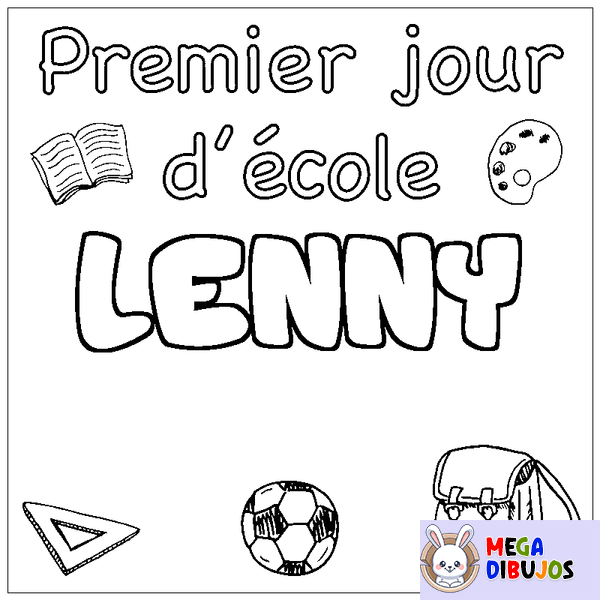 Coloraci&oacute;n del nombre LENNY - decorado primer d&iacute;a de escuela