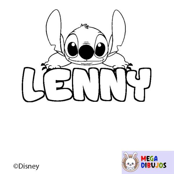 Coloraci&oacute;n del nombre LENNY - decorado Stitch