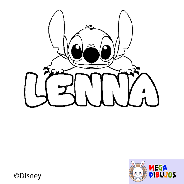Coloraci&oacute;n del nombre LENNA - decorado Stitch