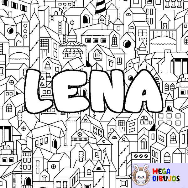 Coloraci&oacute;n del nombre LENA - decorado ciudad