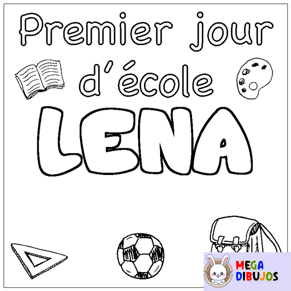 Coloraci&oacute;n del nombre LENA - decorado primer d&iacute;a de escuela