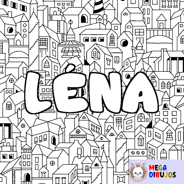 Coloraci&oacute;n del nombre L&Eacute;NA - decorado ciudad