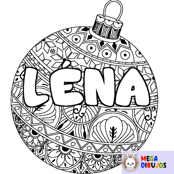 Coloraci&oacute;n del nombre L&Eacute;NA - decorado bola de Navidad