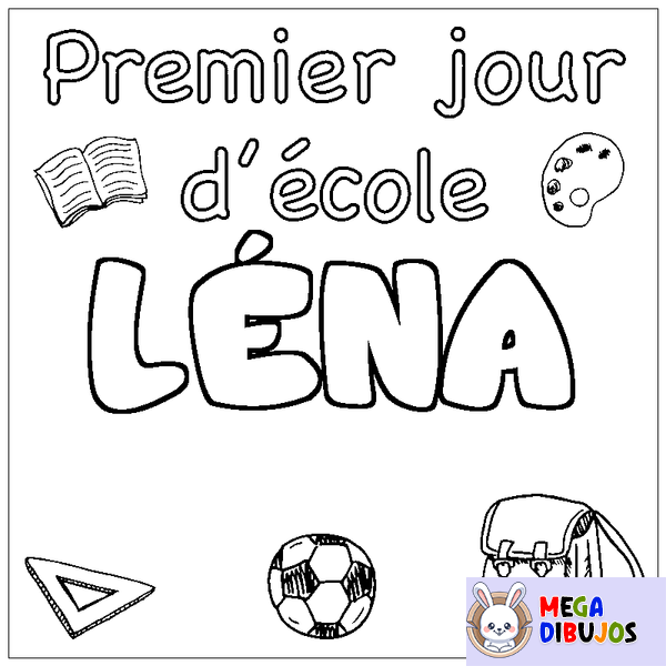 Coloraci&oacute;n del nombre L&Eacute;NA - decorado primer d&iacute;a de escuela