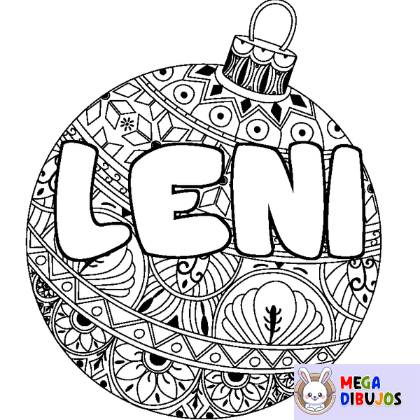Coloraci&oacute;n del nombre LENI - decorado bola de Navidad