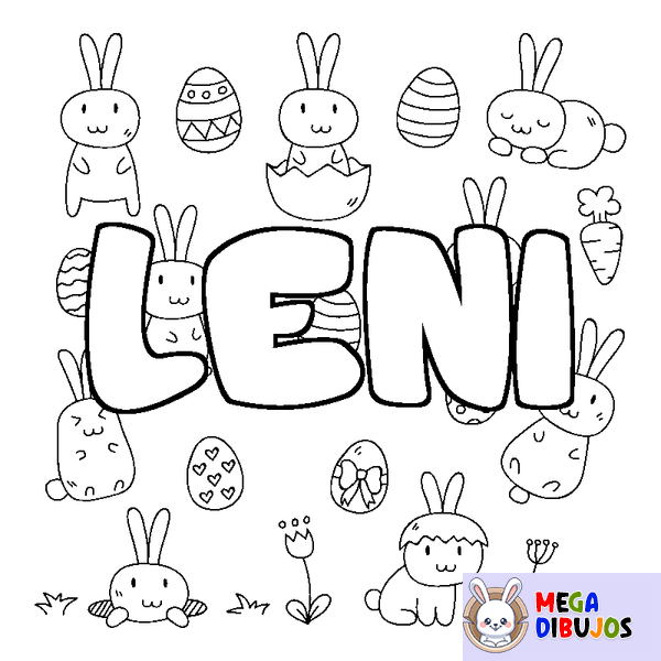Coloraci&oacute;n del nombre LENI - decorado Pascua