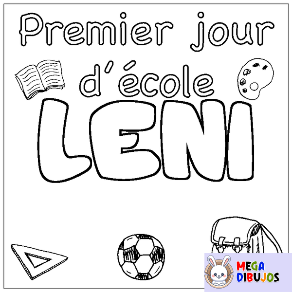Coloraci&oacute;n del nombre LENI - decorado primer d&iacute;a de escuela