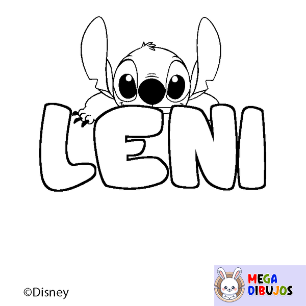 Coloraci&oacute;n del nombre LENI - decorado Stitch