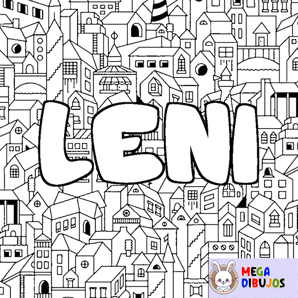 Coloraci&oacute;n del nombre LENI - decorado ciudad