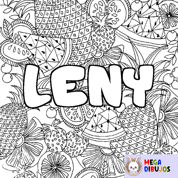 Coloraci&oacute;n del nombre LENY - decorado mandala de frutas