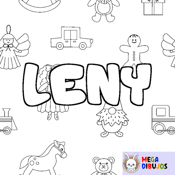 Coloraci&oacute;n del nombre LENY - decorado juguetes