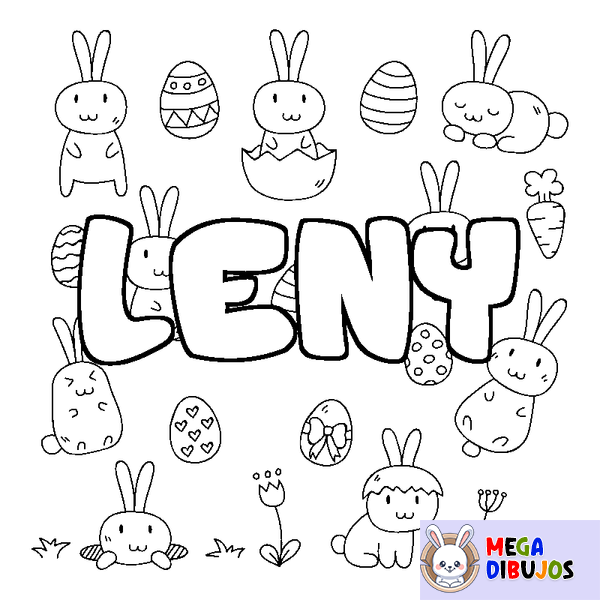 Coloraci&oacute;n del nombre LENY - decorado Pascua