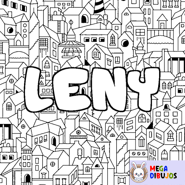 Coloraci&oacute;n del nombre LENY - decorado ciudad