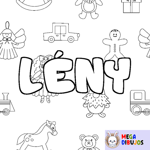 Coloraci&oacute;n del nombre L&Eacute;NY - decorado juguetes