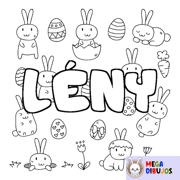Coloraci&oacute;n del nombre L&Eacute;NY - decorado Pascua