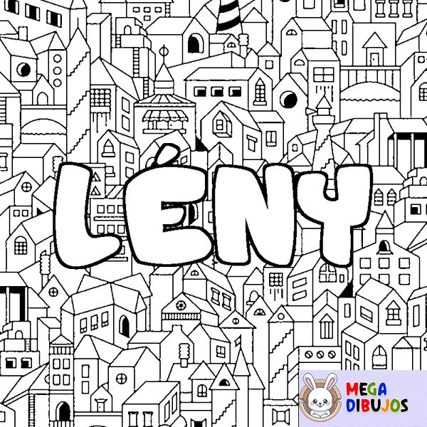 Coloraci&oacute;n del nombre L&Eacute;NY - decorado ciudad