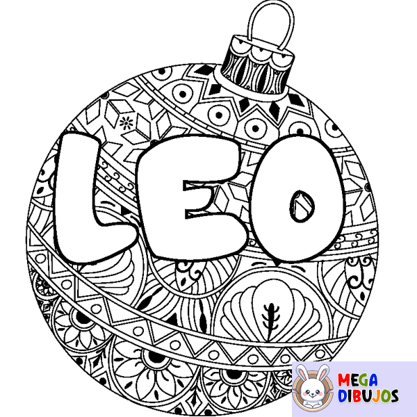 Coloraci&oacute;n del nombre LEO - decorado bola de Navidad
