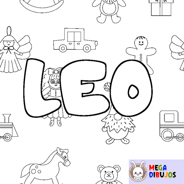 Coloraci&oacute;n del nombre LEO - decorado juguetes