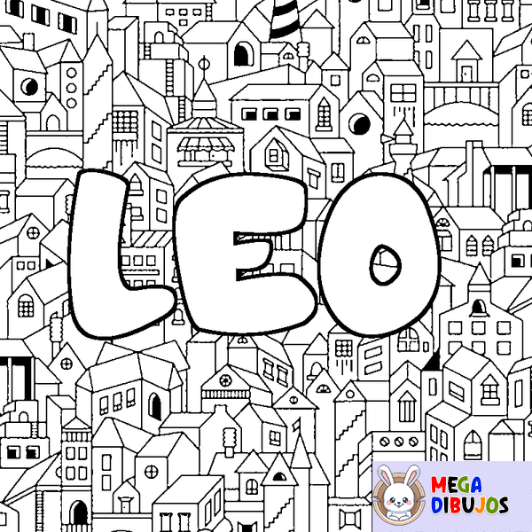 Coloraci&oacute;n del nombre LEO - decorado ciudad
