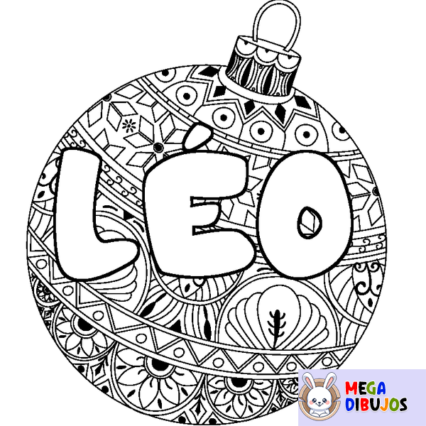 Coloraci&oacute;n del nombre L&Eacute;O - decorado bola de Navidad