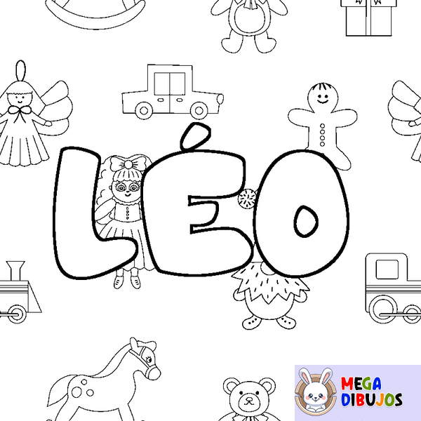 Coloraci&oacute;n del nombre L&Eacute;O - decorado juguetes
