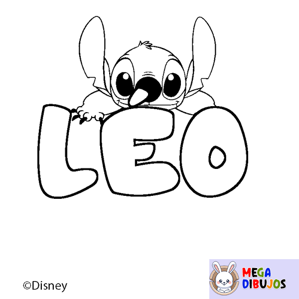 Coloraci&oacute;n del nombre L&Eacute;O - decorado Stitch