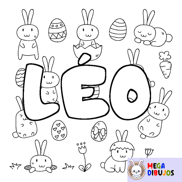 Coloraci&oacute;n del nombre L&Eacute;O - decorado Pascua