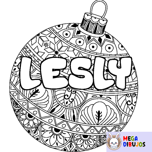 Coloraci&oacute;n del nombre LESLY - decorado bola de Navidad