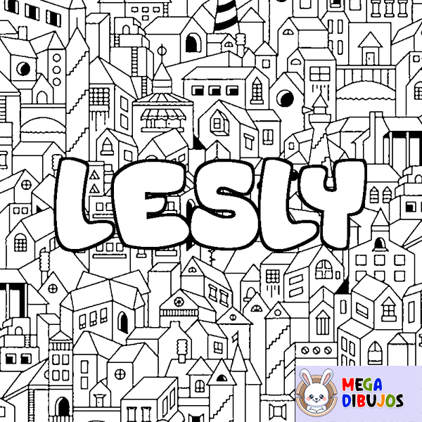Coloraci&oacute;n del nombre LESLY - decorado ciudad