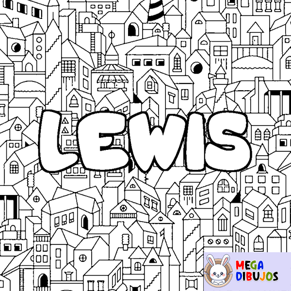Coloraci&oacute;n del nombre LEWIS - decorado ciudad