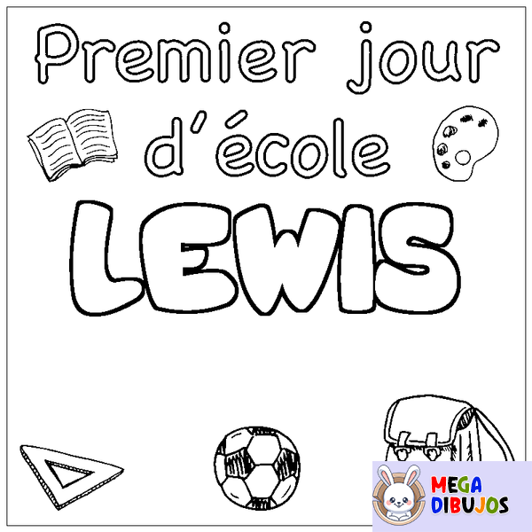 Coloraci&oacute;n del nombre LEWIS - decorado primer d&iacute;a de escuela