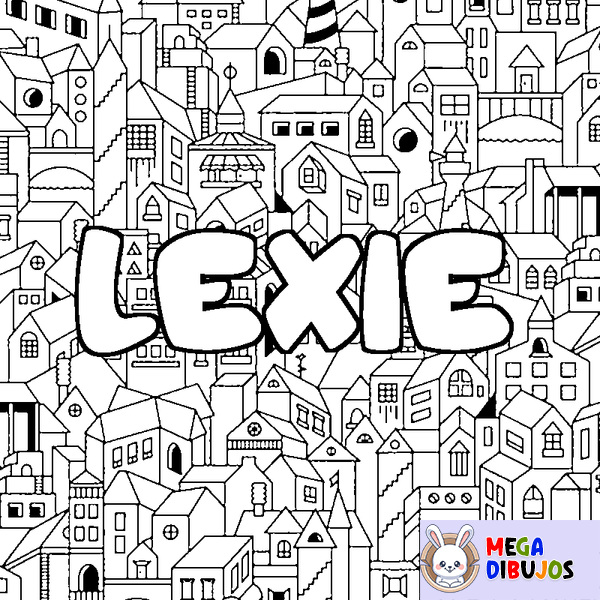 Coloraci&oacute;n del nombre LEXIE - decorado ciudad