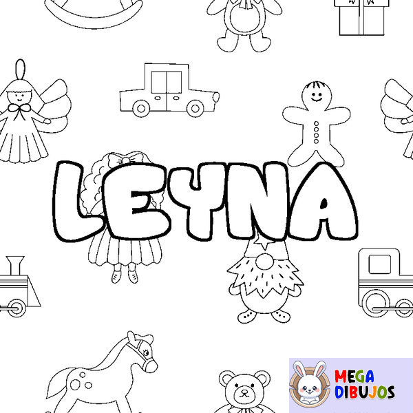 Coloraci&oacute;n del nombre LEYNA - decorado juguetes