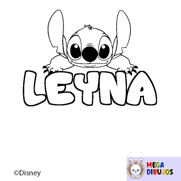 Coloraci&oacute;n del nombre LEYNA - decorado Stitch
