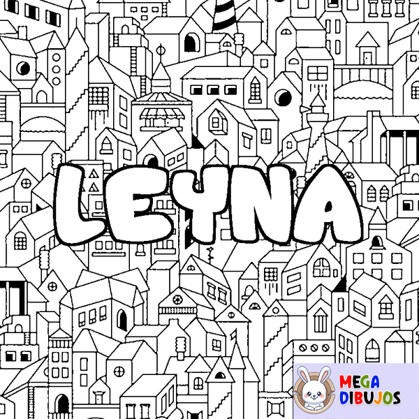 Coloraci&oacute;n del nombre LEYNA - decorado ciudad