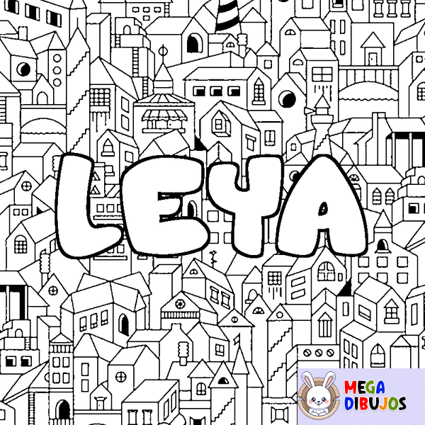 Coloraci&oacute;n del nombre LEYA - decorado ciudad