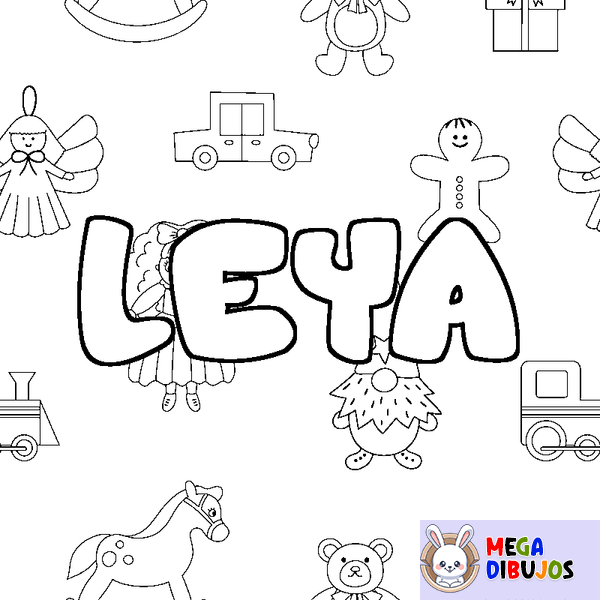 Coloraci&oacute;n del nombre LEYA - decorado juguetes