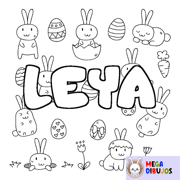 Coloraci&oacute;n del nombre LEYA - decorado Pascua