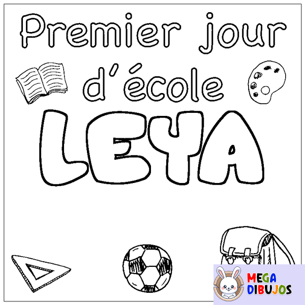 Coloraci&oacute;n del nombre LEYA - decorado primer d&iacute;a de escuela