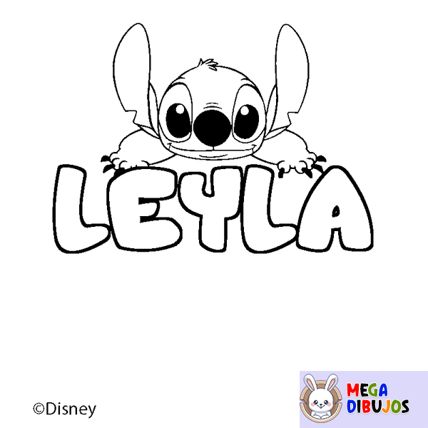 Coloraci&oacute;n del nombre LEYLA - decorado Stitch