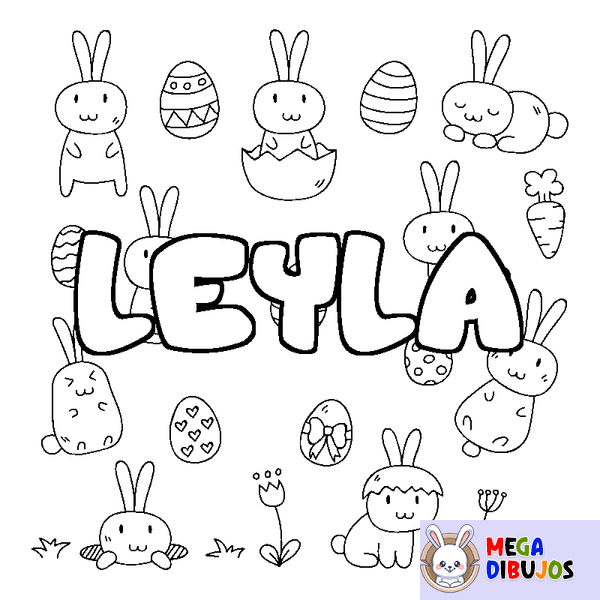 Coloraci&oacute;n del nombre LEYLA - decorado Pascua