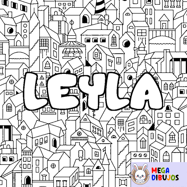 Coloraci&oacute;n del nombre LEYLA - decorado ciudad