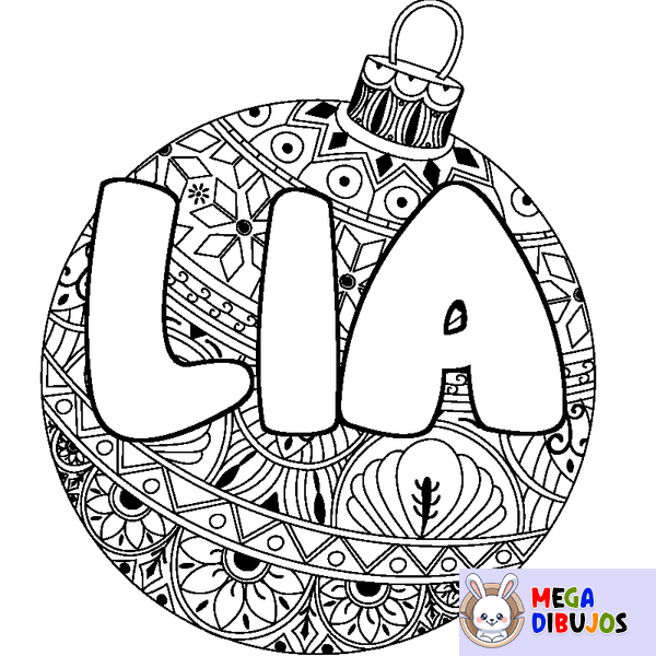 Coloraci&oacute;n del nombre LIA - decorado bola de Navidad