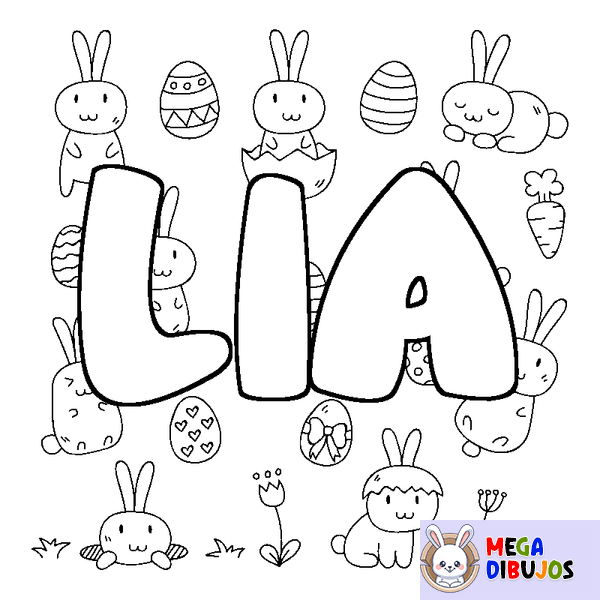 Coloraci&oacute;n del nombre LIA - decorado Pascua
