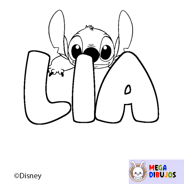 Coloraci&oacute;n del nombre LIA - decorado Stitch
