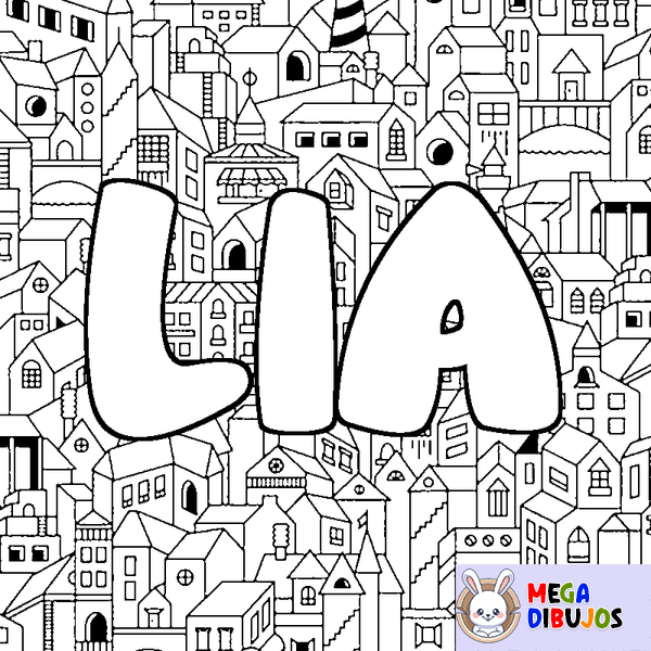 Coloraci&oacute;n del nombre LIA - decorado ciudad