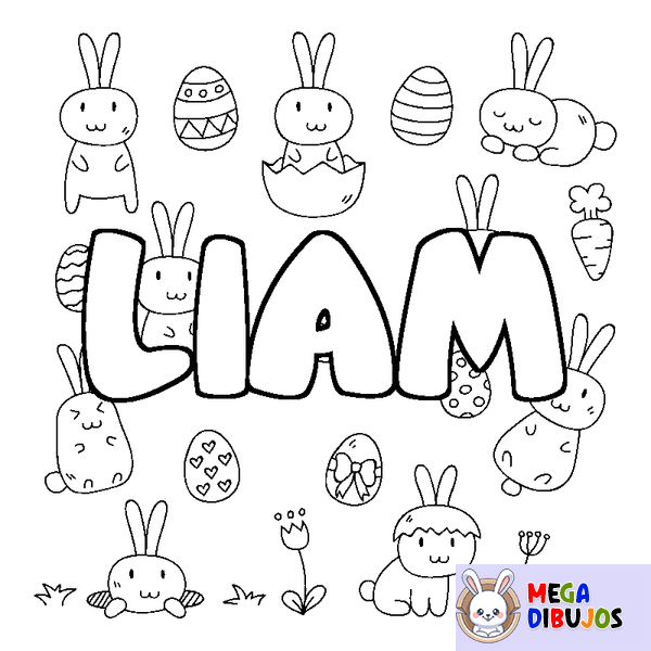 Coloraci&oacute;n del nombre LIAM - decorado Pascua