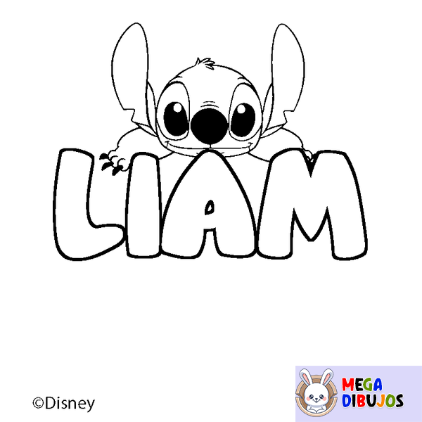 Coloraci&oacute;n del nombre LIAM - decorado Stitch