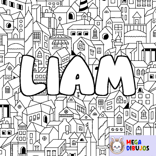 Coloraci&oacute;n del nombre LIAM - decorado ciudad